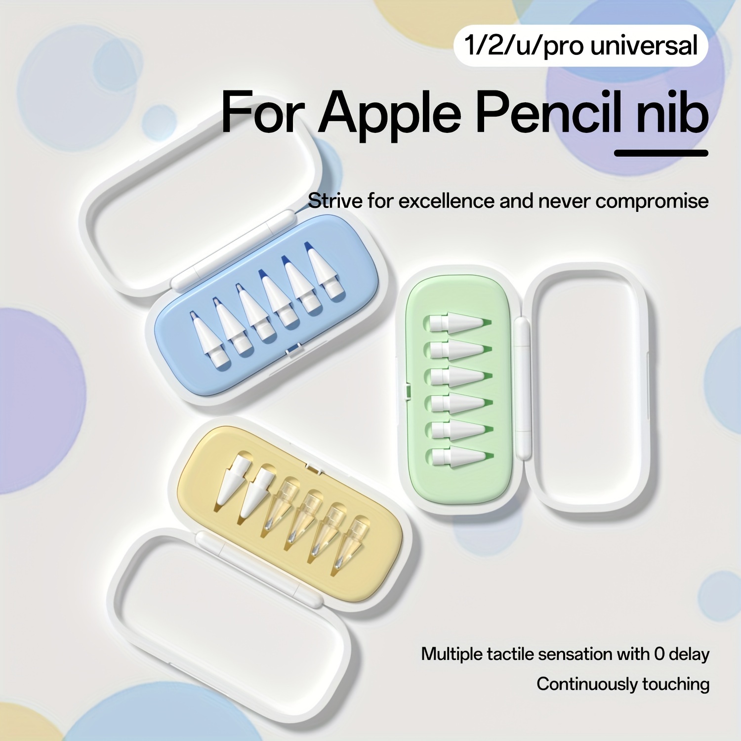 

1/2 Generation Pencil Nib Set, Compatible With Ipad, , 0 Delay, Active Pp Lining, Design, Abs Resin, Waterproof, Portable, For -ipad-4