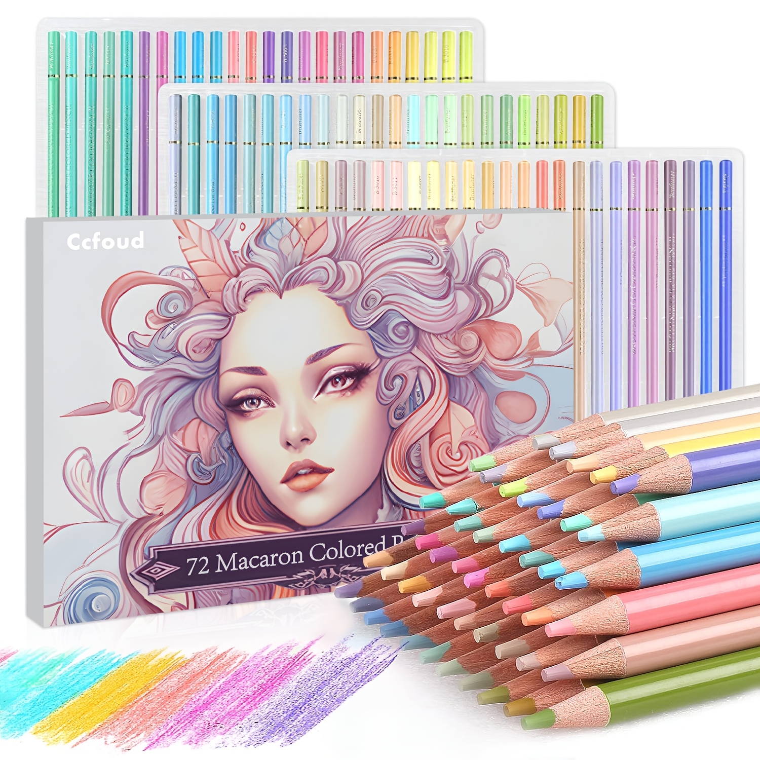 Image of Ccfoud 72 Macaron Pastel Colored Pencils Set - Macaron Colors For Adult Coloring, , Ideal For Layering Blending, For Advanced Artists Art Drawing Pencils, For Professional Artistic Use