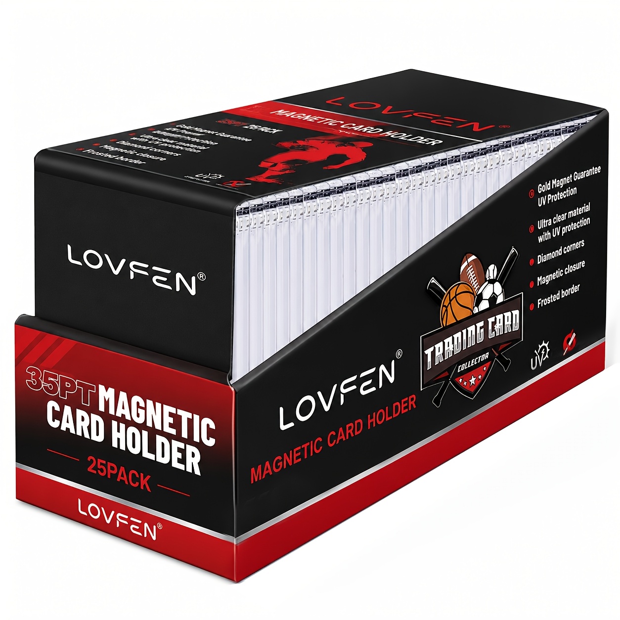 Image of Lovfen 100ct Magnetic Card Holders, 25/50/100/200/400ct Ultra-thin Premium 35-point Card Holder Protector Hard Plastic , Suitable For Sports, Baseball, And Collectible Cards