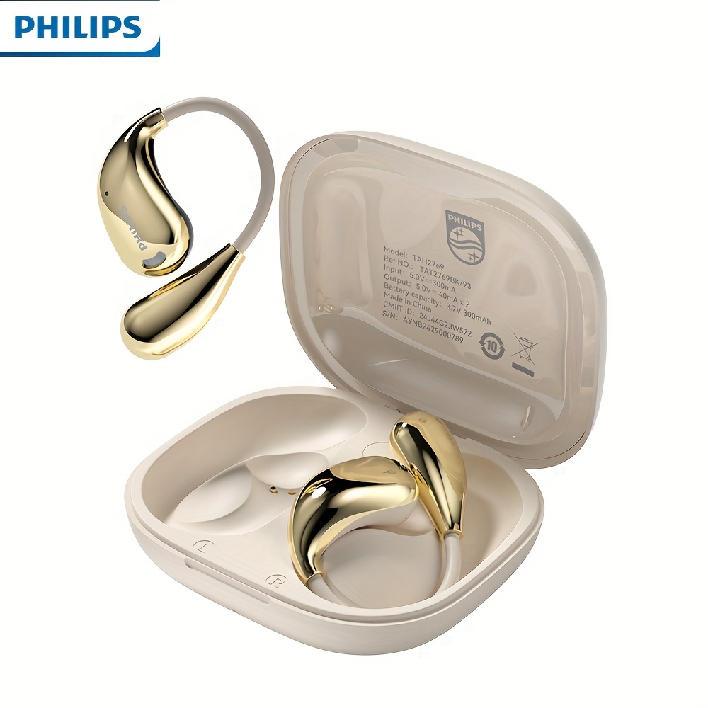 【新品•未使用】PHILIPS｜WIRELESS EARPHONE⭐︎Gold Philips BT54 Wireless Sport Ear clip Earphones 18H Battery