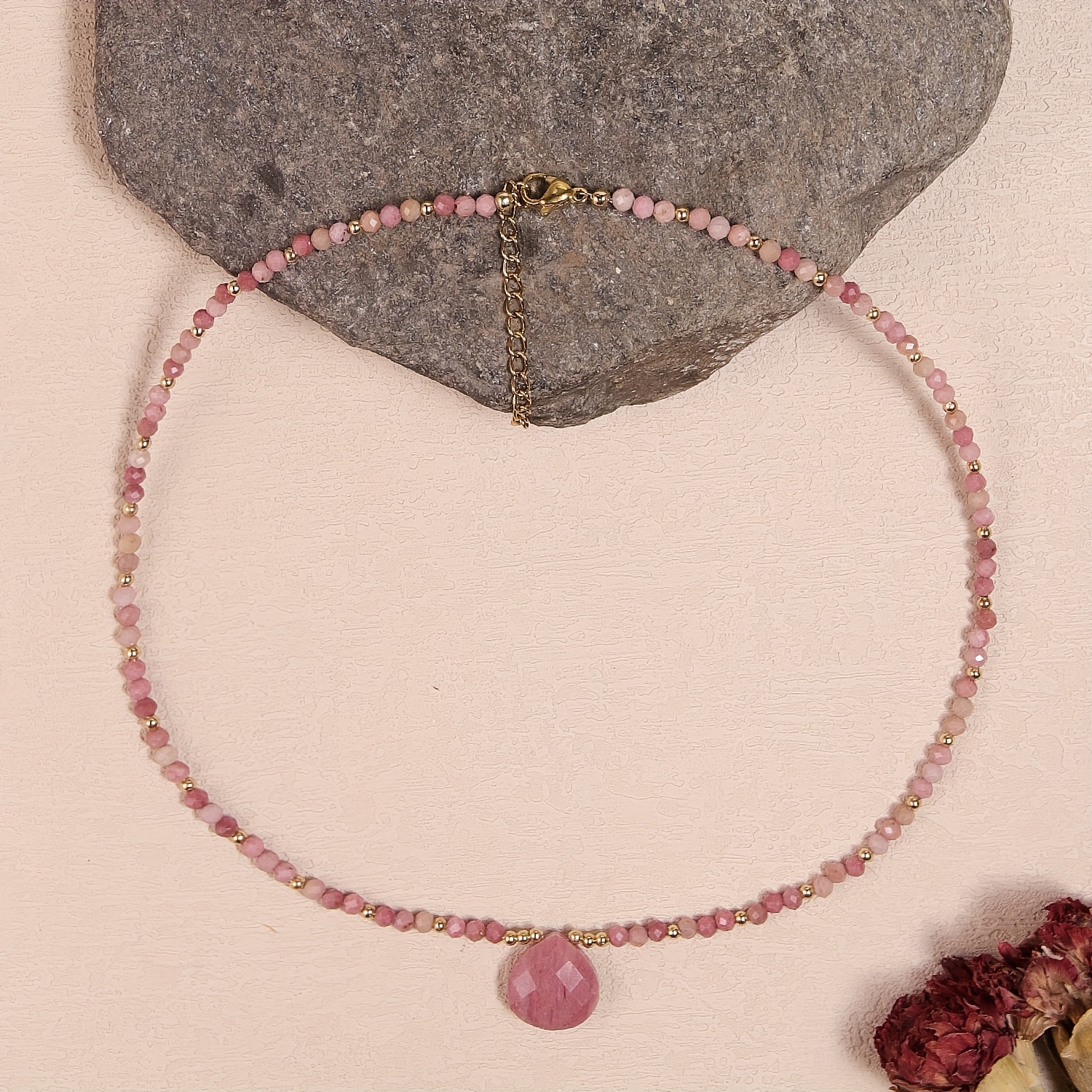 Bohemian Teardrop Pendant Necklace, Adjustable Design
