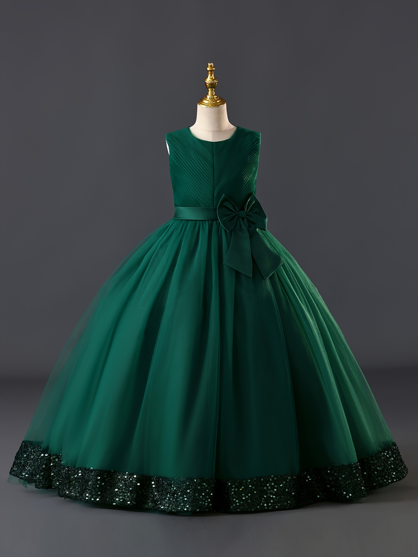 open lace back dress Green Sequin Tulle Flower Girls Dresses for Wedding Birthday Party C Child-3 / Red