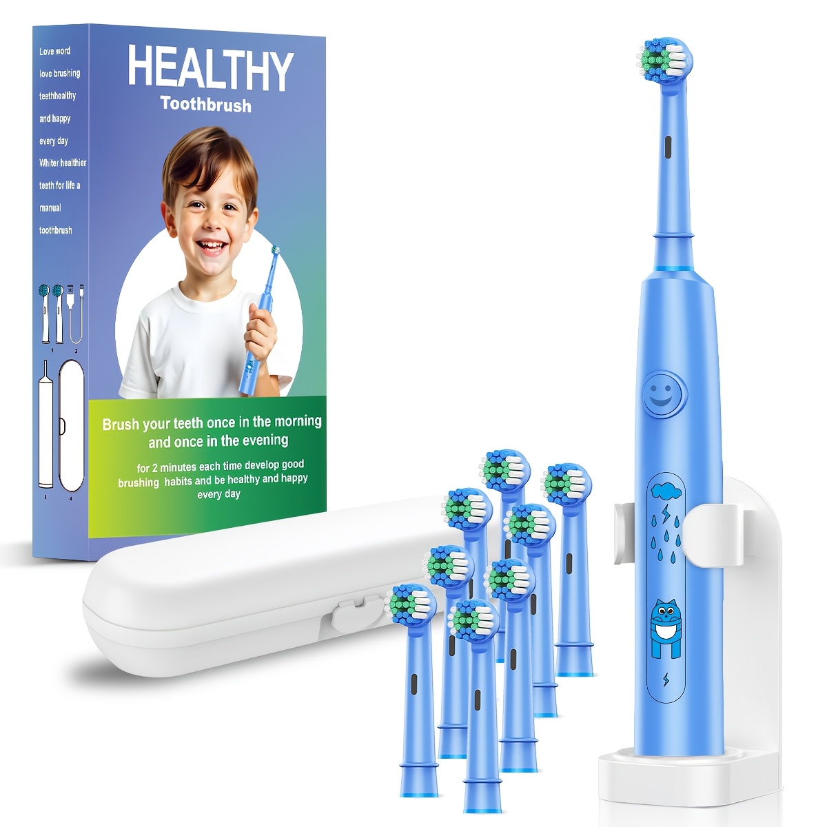 Smart Kids Electric Toothbrush with Automatic Rotation & Smart Brush Head - - Waterproof 's Dental Care System, 2-Min Timer, Cute Pink/Blue/Purple Toothbrush for Boys & Girls (Type-C, & Oral Hygiene, Teeth Cleaning Tools, Brush Teeth, Teeth Brush, Childs Toothbrush, Oscillating Toothbrush, Boys Toothbrush, Brushing Teeth, Childrens Toothbrush, Toothbrush Timer, Tootbrush, Toothbrush For Men, Interactive Tooth Brush, Tooth Brushes, Teeth Brushing Timer, Girls Toiletries, Teeth