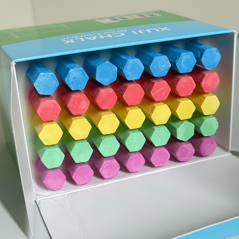 TEMU Tiza de dibujo multiusos para marcar, base de espuma a prueba de golpes, para uso en interiores y exteriores, 35 piezas, blanca, colores