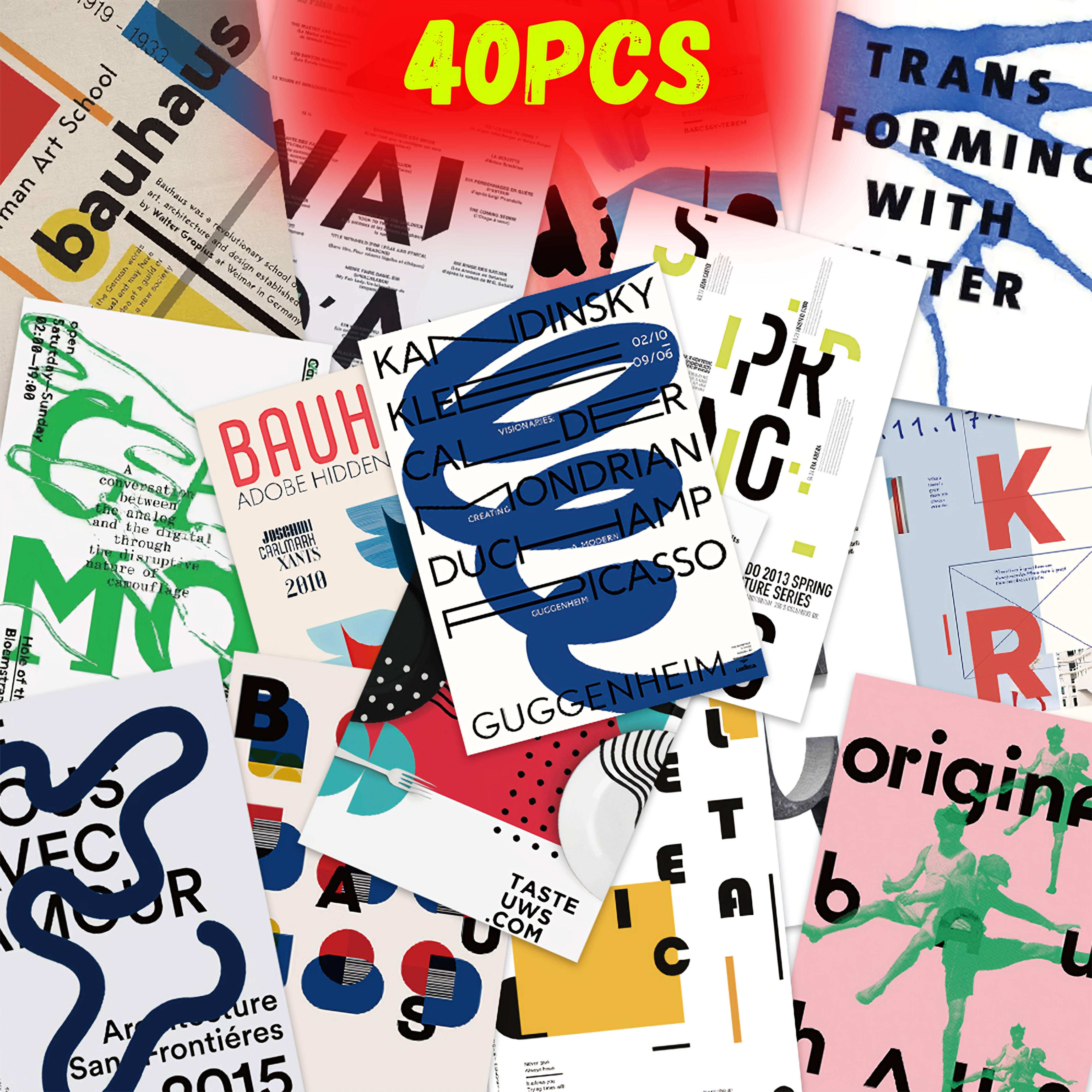 40 Bauhaus -garde Art Posters For Sticking On Window Display Cases, Wardrobe Glass Mirrors, Phone Cases, Diaries, Journals, Study Rewards, Bedroom, And Office Decorative Stickers