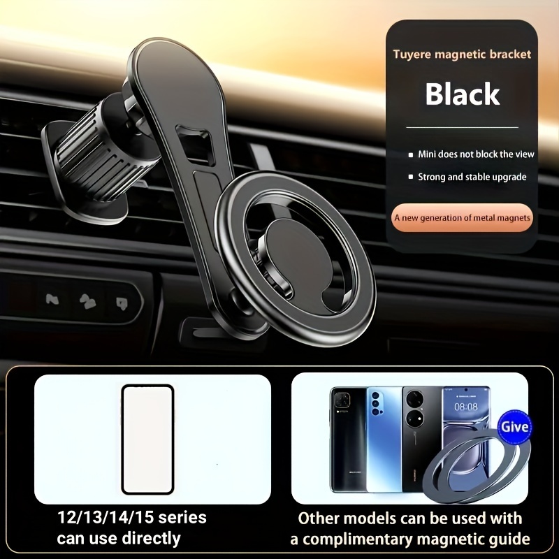 

New Creative Auto Rotatable Mobile Car Air Vent Strong Magnetic Metal Mobile Phone Holder For 12/13/14/15 Pro Max With Swivel Hook Magnetic Holder Navigation Bracket