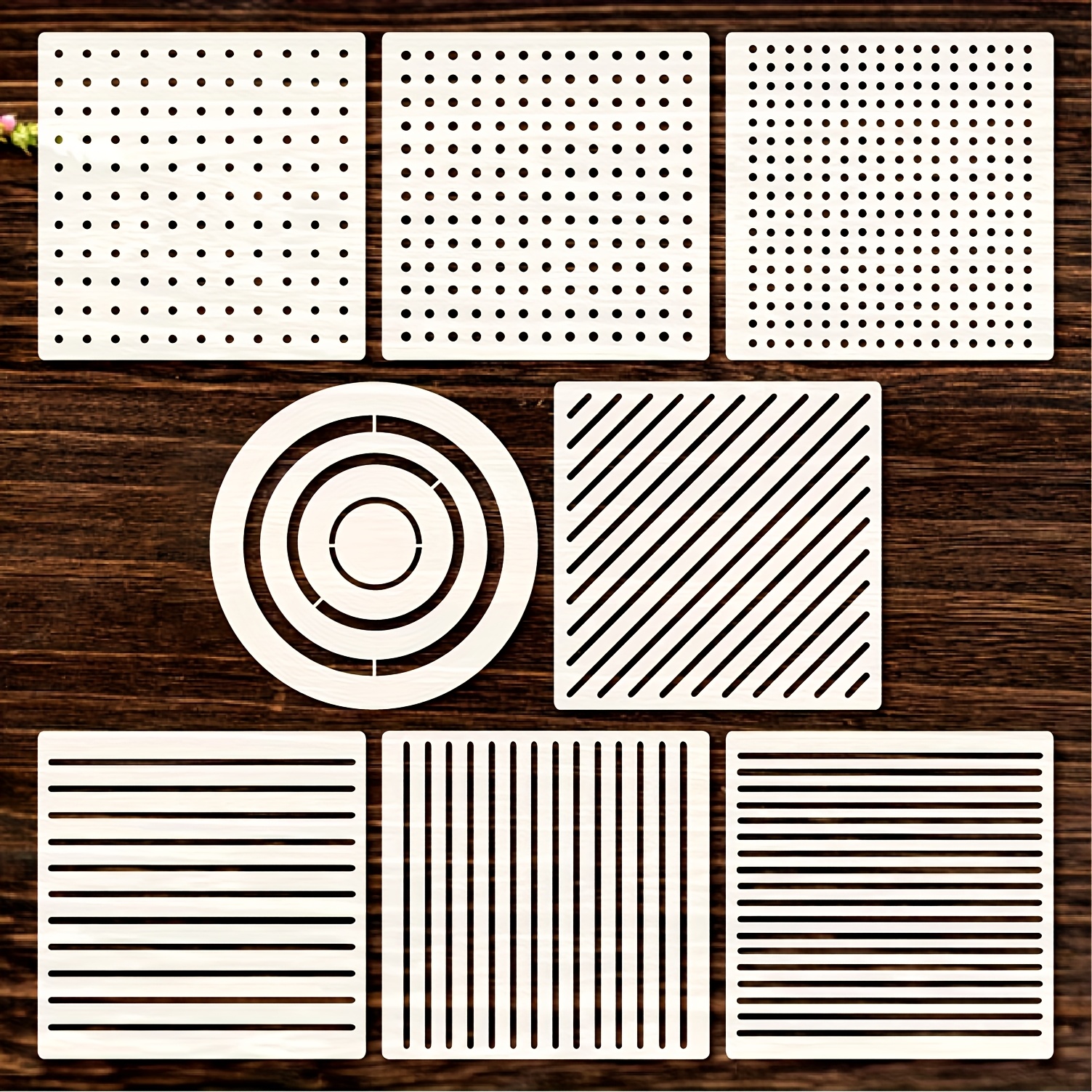 E-shop Set mit 8 Stickmuster, wiederverwendbare PET-Vorlagen geeignet für Leinwandkunst, Textilhandwerk, Kleidung, Untersetzer, Wanddeko - Vielseitige