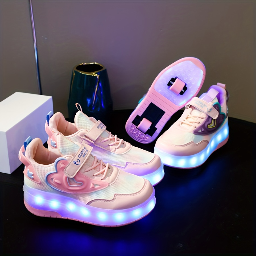 Pink Skechers Light Up Shoes Charger S-Lights: Eternal Heart Lights