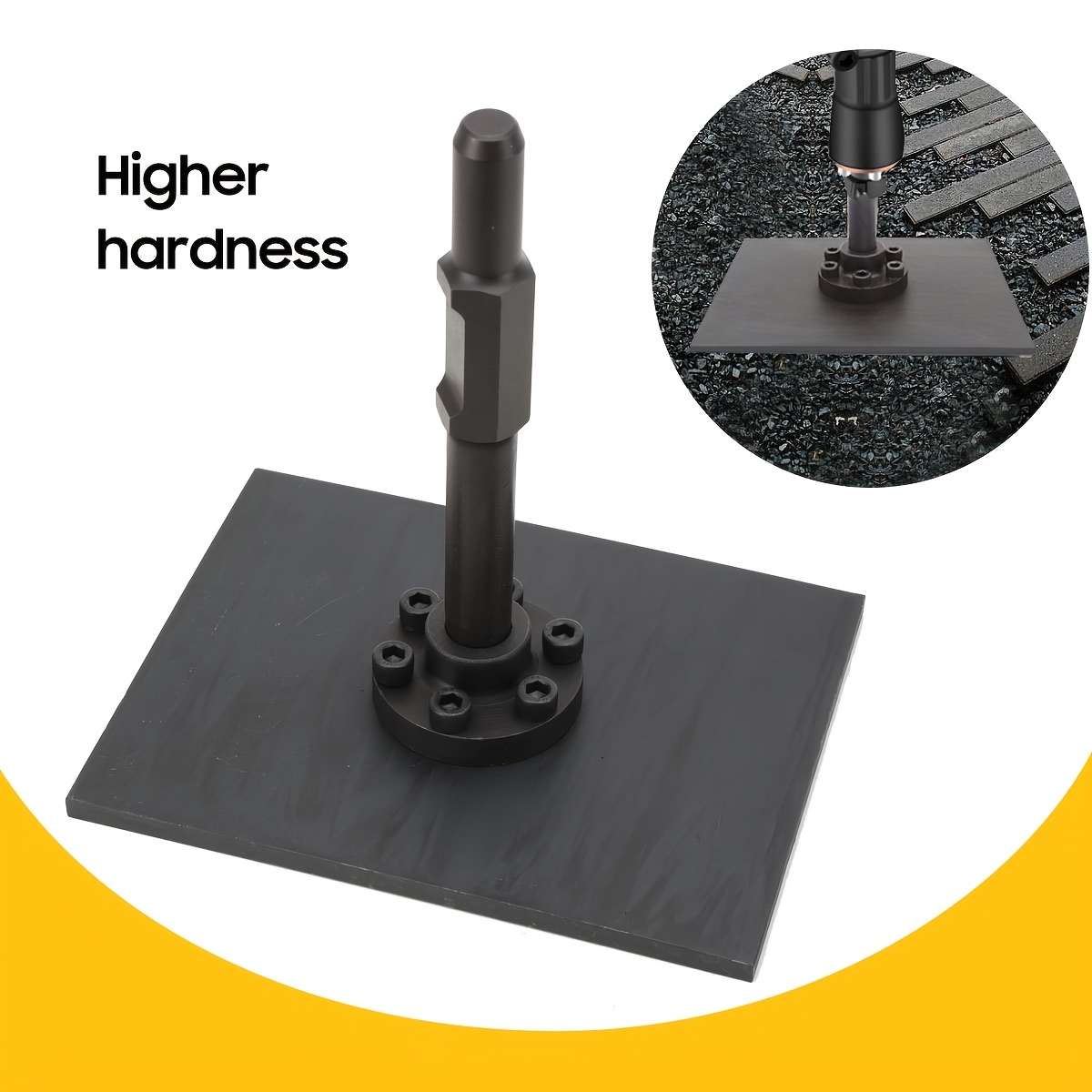 Image of Tamper Compactor, Compactor Hex Tamper Plate Tamping Shaft, Landscape Tool For Compacting Concrete, Shaft Plate Tamper Packer Concrete, For Hammer Breaker, Black