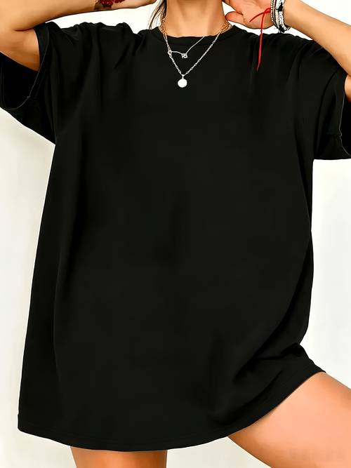 item picture plus size womens top solid color no print single piece round neck plus size t shirt spring summer outing solid fashion top affordable color no print solid t shirt easy affordable home outing travel wear