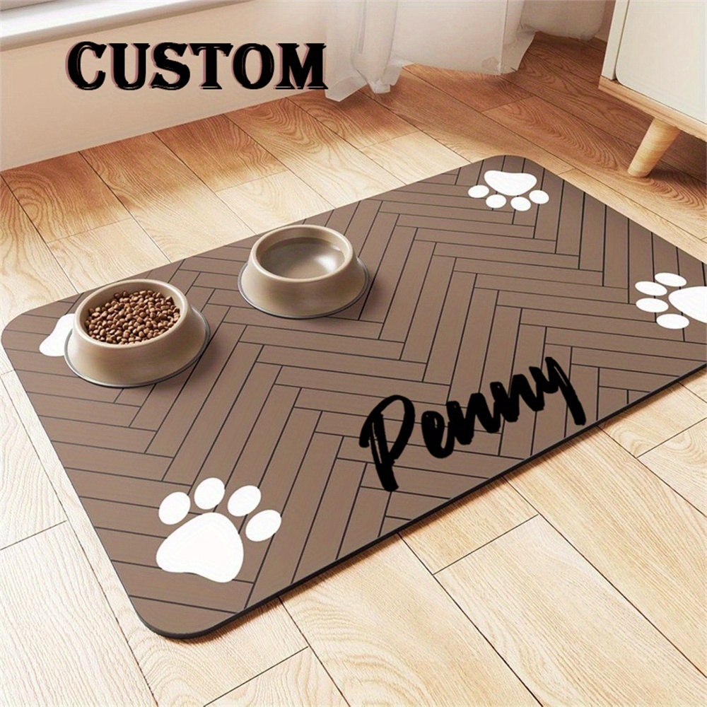 Customizable Quick-Pet Feeding Mat with Paw Print Design