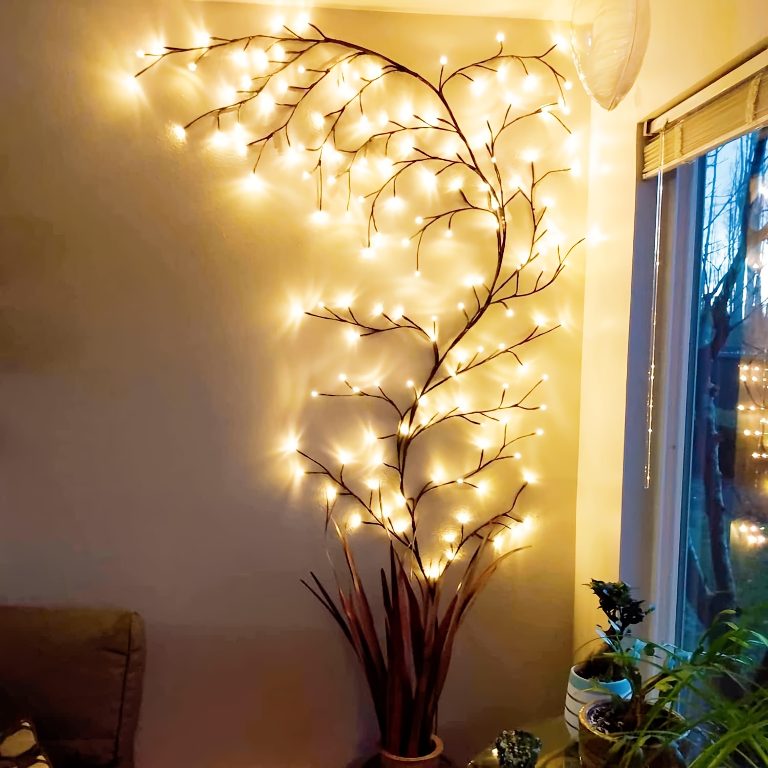 

96 Led Vine Lights - Usb Powered, 8 , Flexible Artificial Tree Branch Design For Wall, Room & , Warm , Indoor Holiday & Home Decoration