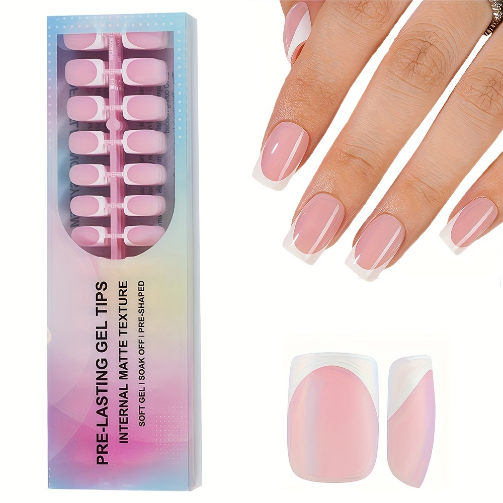 

150 Pieces French Gel Nail Tips: Short Square Pink, 15 Sizes, Durable Press-on Nails For Women's Diy Manicures And Salon Nail Art