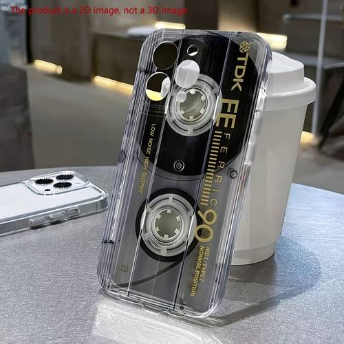 phone case 2d flat phone case for iphone 17 16 15 14 plus13 12 11 pro xs r 7 8 13 mini 16e retro audio tape retro cassette tape video cassette pattern shockproof protective cover