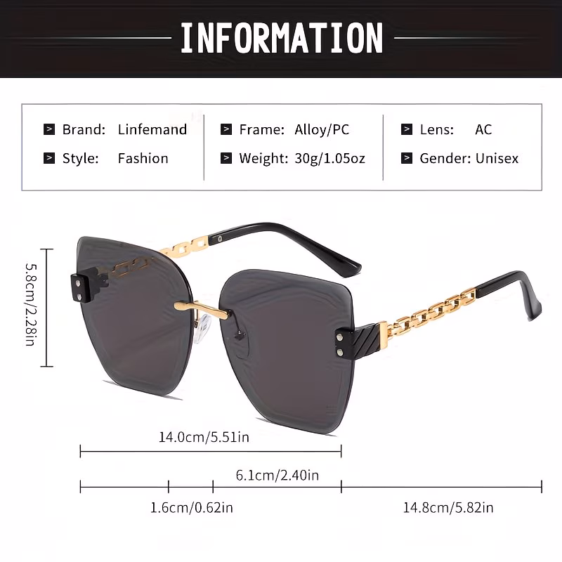 frameless cat eye womens fashion glasses luxury gradient visor driving holiday gift Product details 2