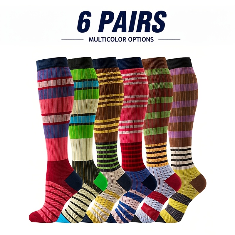 TEMU 6 Pairs Men And Women Compression Socks - Sports Support Socks For Running, Hiking, Cycling, , And Work