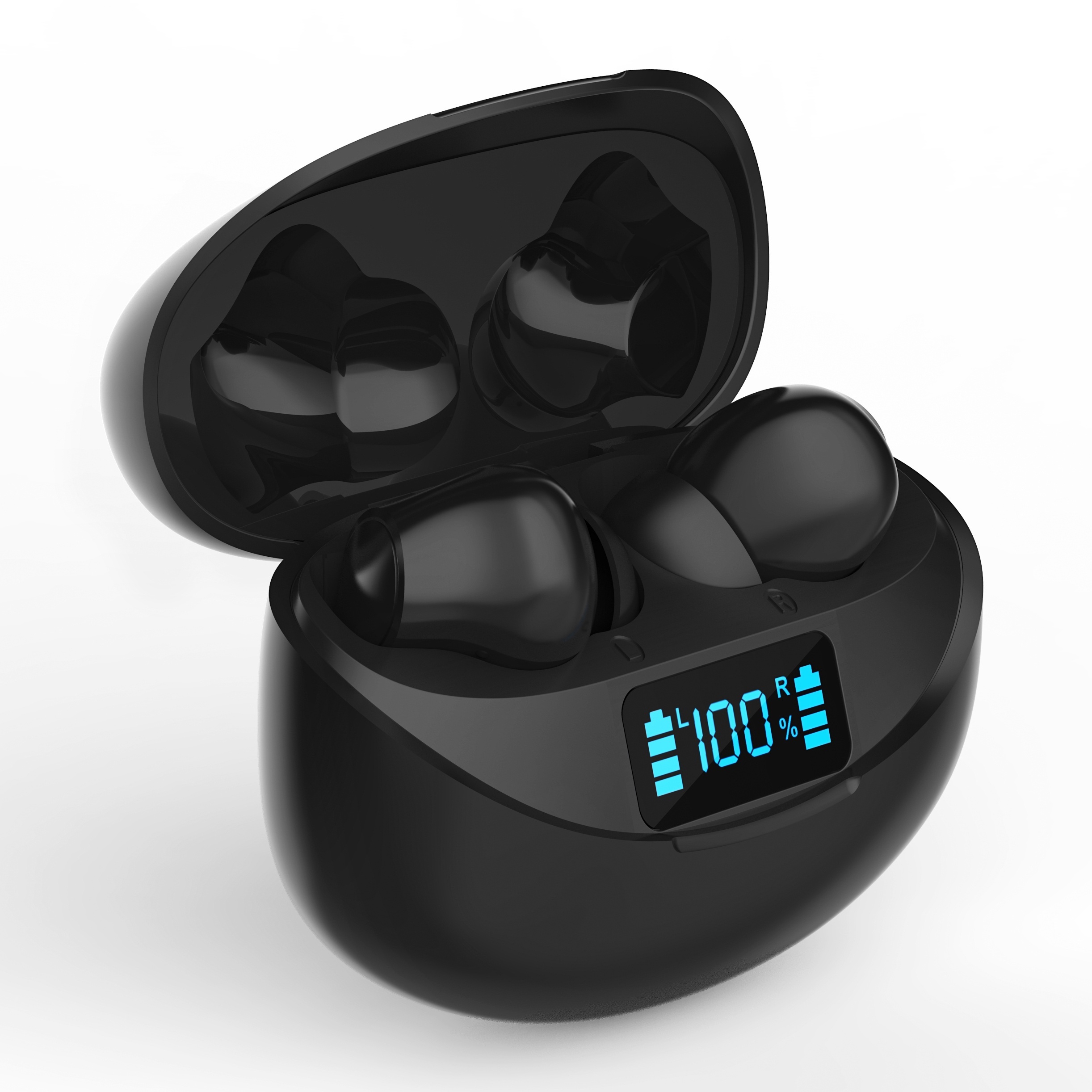 Fones de ouvido estéreo sem fio verdadeiros, fones de ouvido com cancelamento de ruído TWS, fone de ouvido esportivo à prova d'água, fones de ouvido com controle de toque e estojo de carregamento LED_voghion.com
