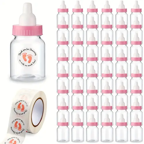 48pcs shower mini milk bottles with 500 thank you stickers favor gift boxes pink shower gifts