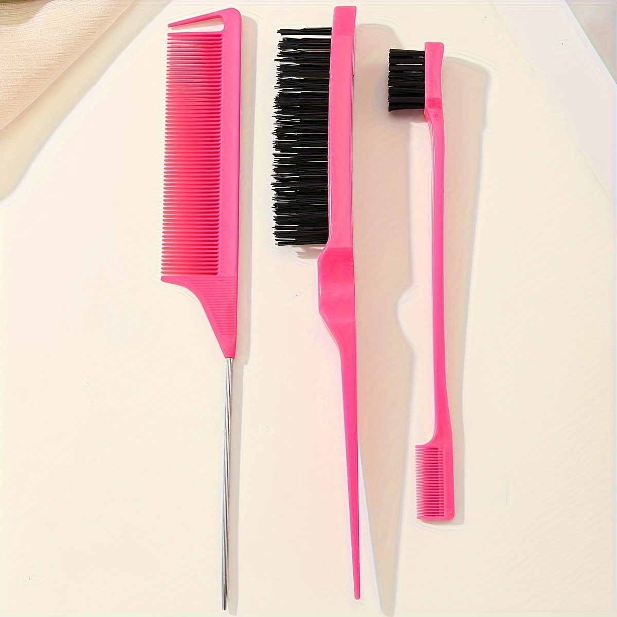 

Ensemble de 3 Outils pour Cheveux Peigne à Queue Pointue Brosse Bilatérale Brosse à Sourcils Brosse Latérale pour tous Types de Cheveux