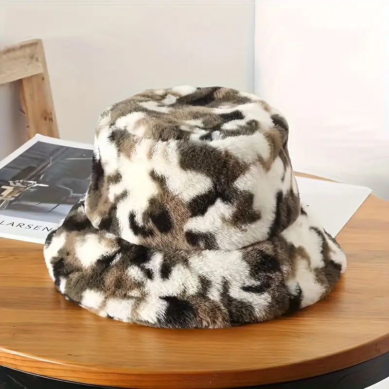 1pc womens plush bucket hat with ear flaps stylish letter print adjustable strap warm winter hat for outdoor activities gift christmas hat Product details 8