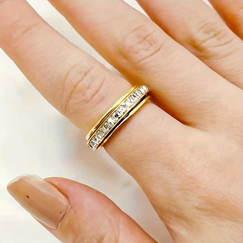 3pcs/set women s fashionable decompression rotating stainless steel ring, rotatable, decompression, meditation ring, suitable for daily wear, banquets, parties, festivals, birthdays, weddings, anniversaries, gifts, souvenirs, high quality rings for women, art deco rings for women, rotating finger ring, daily wear rings, multi-piece fashion rings, decompression rotating ring, geometric jewelry, art  , high quality stainless steel, gift-grade   Product details 6