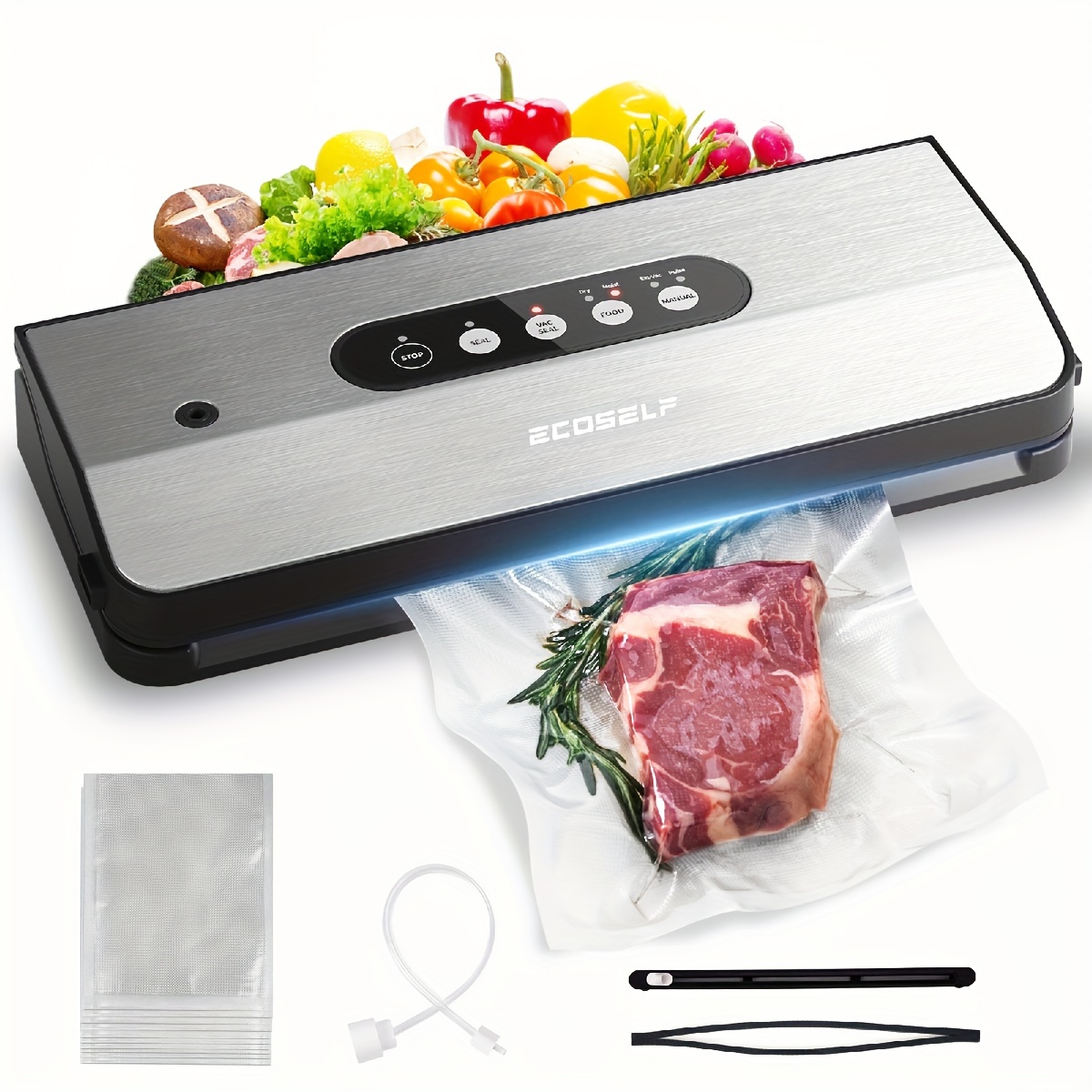 

Sealing Machine With Cutter& Detachable Tray, -vac&stainless Steel For Food Storage & Sous Vide, Automatic Food Sealing Machine, Vacuum Sealer Machine