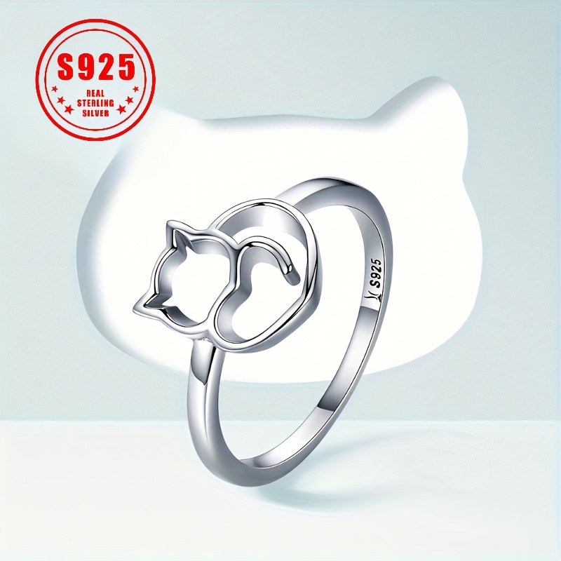 

S925 Sterling Heart Ring - Perfect Gift For Cat Lovers And Teen Girls 1.5g/0.05oz