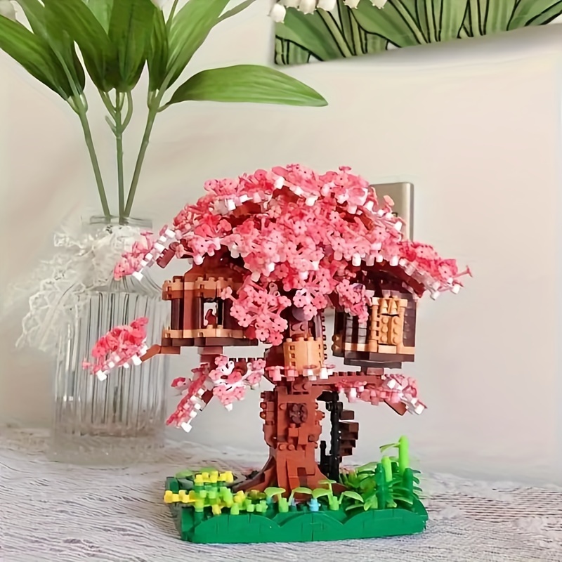 3668pcs Sakura Tree House Building Blocks Cherry City Model Train