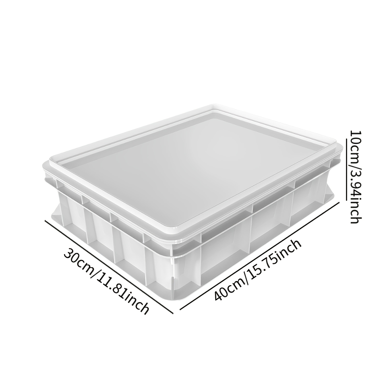 Image of 2pcs Pizza With Lid - And 1 Lid Included. Stackable And Perfect For Use As Pizza Dough Proofing Container Or Bread Proofing Box Food Freshness Box, Size 30 X 40 X 10cm