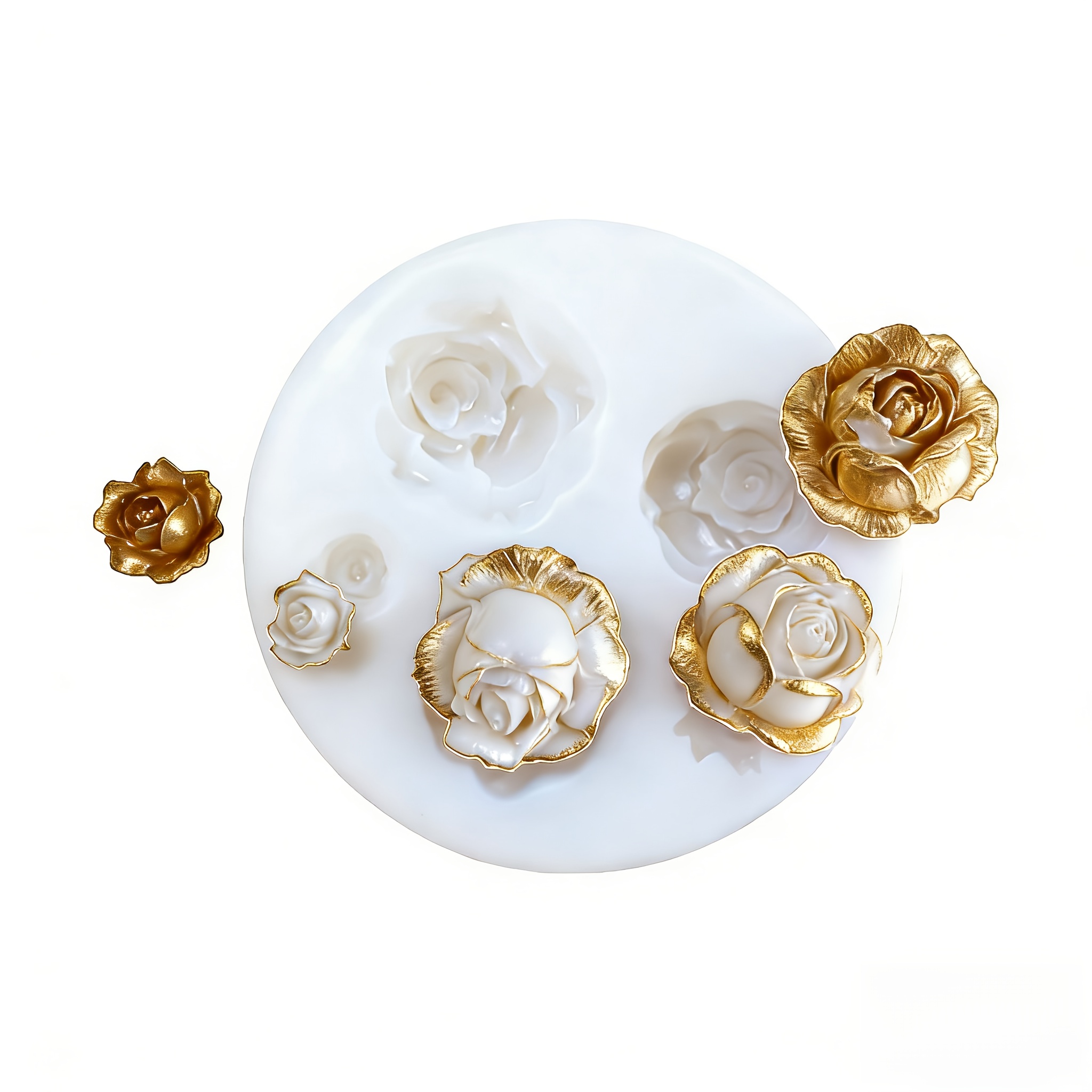 TEMU 1 molde de silicona con 5 diseños diferentes de rosas, ideal para arcilla , jabón, manualidades, velas y fabricación de velas - duradero y fácil