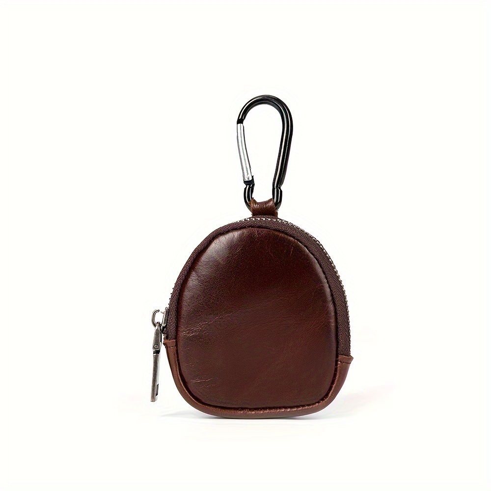 1pc Mini Genuine Leather Coin Purse, Cowhide Material, Zippered Key Wallet, Simple Coin Purse, Couple's Gift, Fashion Accessory.