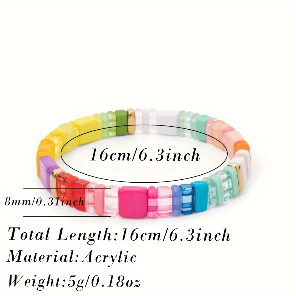 Colorful Acrylic Beads Stretch Bangle Bracelet