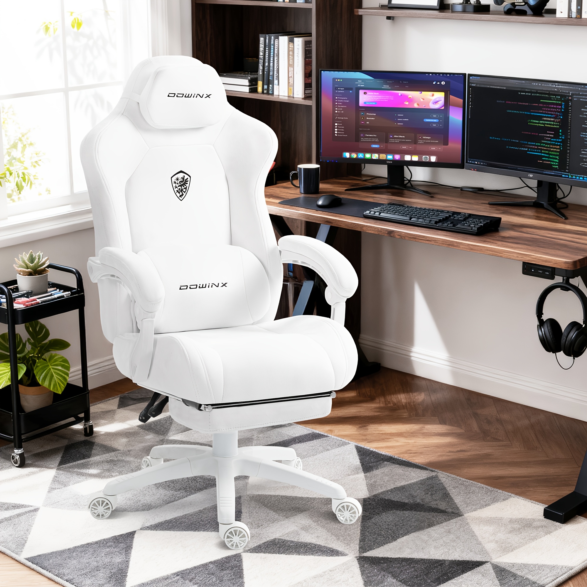 A Gaming Chair Tall And , Featuring An , Headrest, And Lumbar Support. It Has A Thick Seat Cushion And Is A High-quality, Adjustable Swivel Chair, Perfect For For Home And Office Environments