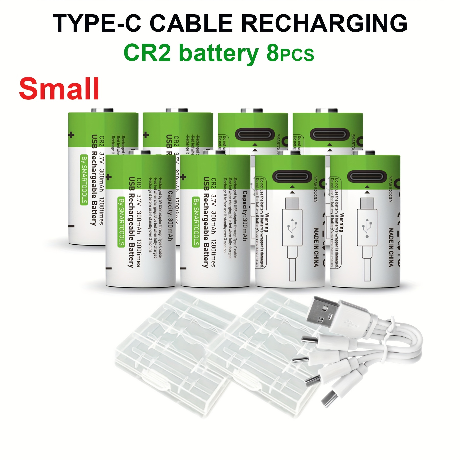 TEMU Set Of 8 Cr2 Batteries, Including Cr15h270, Cr15266, And Cr15270 Models. Are Usb/type-c Rechargeable Lithium-ion Batteries With A High Capacity