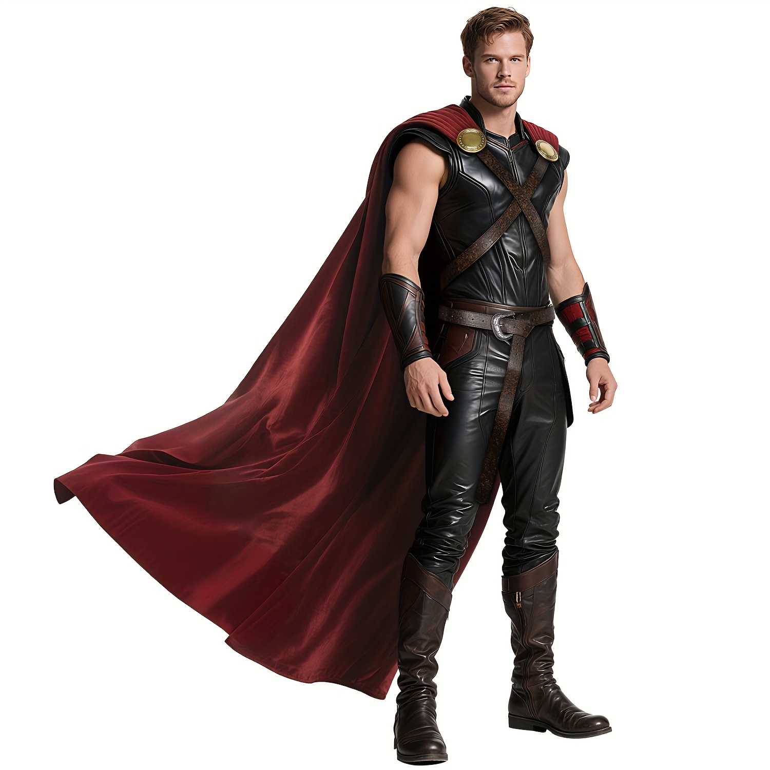 Image of Halloween Cosplay Cape With Adjustable Belt, Viking Cloak Medieval Knight Long Cape Masquerade Role-playing Party Outfits Cosplay Costume For Adults