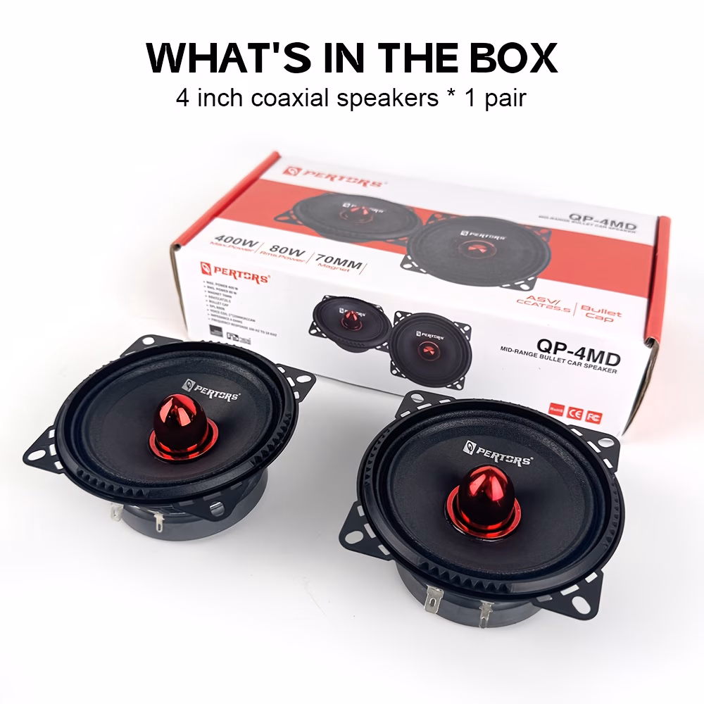 1 Pair MAX.400W 4-inch Car Midrange Speakers • Aluminium Bullet...