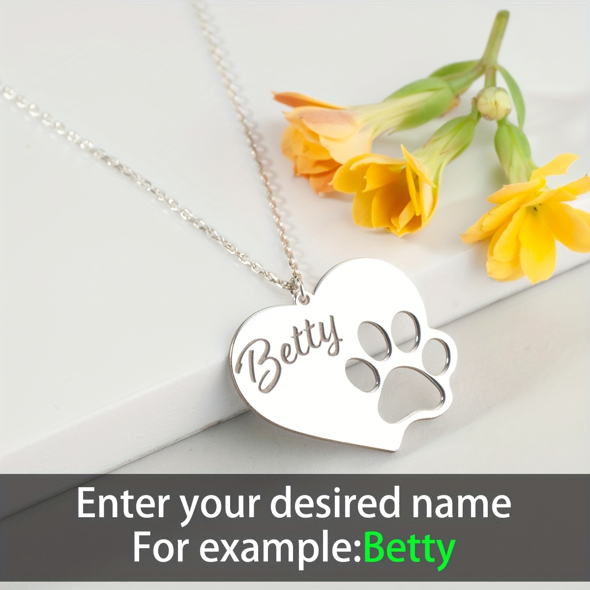 Personalized Laser-engraved Cat Paw & Heart Pendant Necklace For Women - 304l Stainless Steel Custom Name Jewelry, Elegant Bohemian Style Casual Attire, Mother’s Day Gift For Cat Lovers
