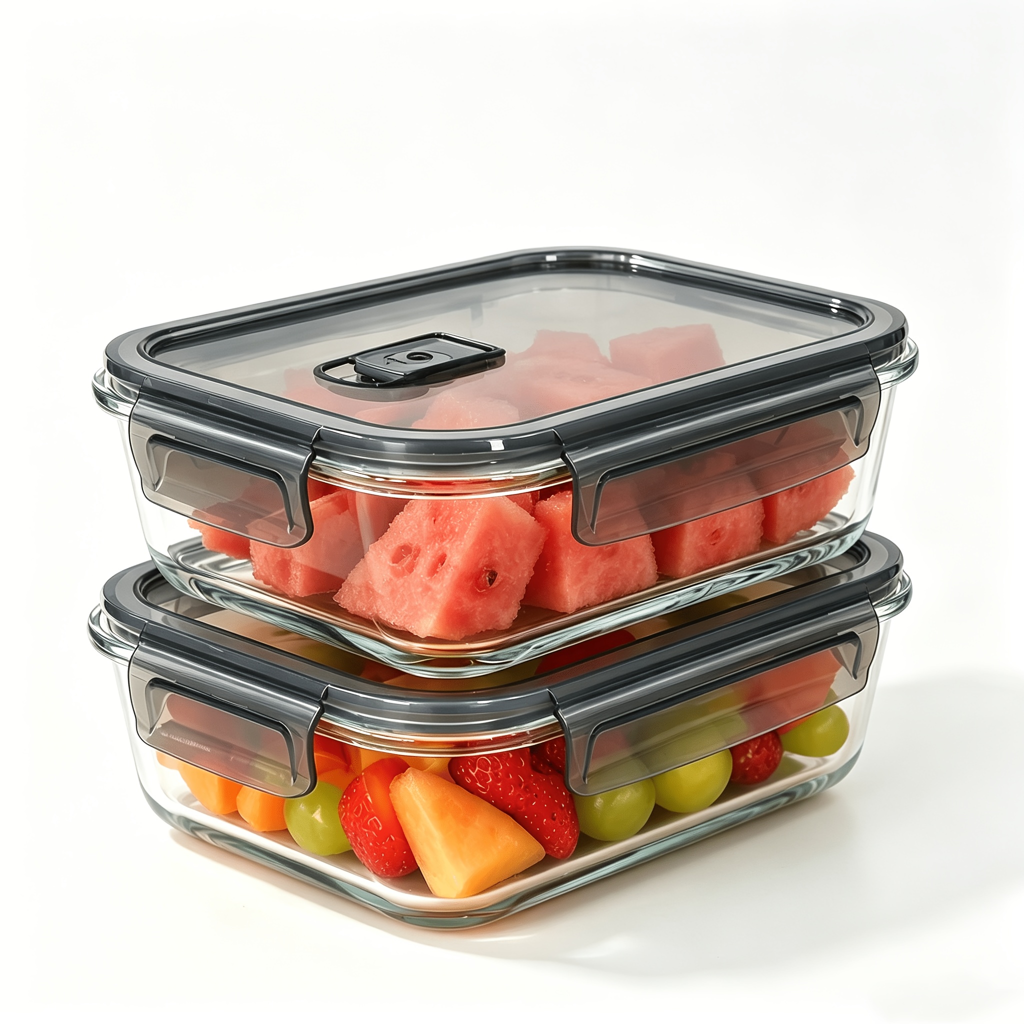 TEMU Two-pack Large Glass Food Storage Containers With Vents, Airtight Glass Food Containers - Glass Food Preparation Container Set - Food Storage