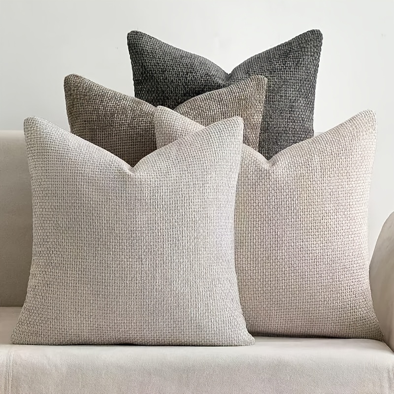 TEMU Juego de 4 fundas de almohada de chenilla de lujo moderno transfronterizo para cojines de sofá de sala de exposición y almohadas de cama,