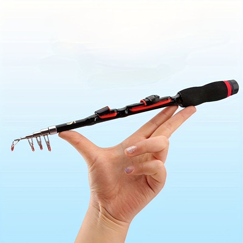 

Portable Mini Sea Fishing Rod, 1.0m & 2. Telescopic Eva/pvc/ceramic, Medium Action Baitcasting Fly Fishing Rod, Black, Short, Fishing Gear