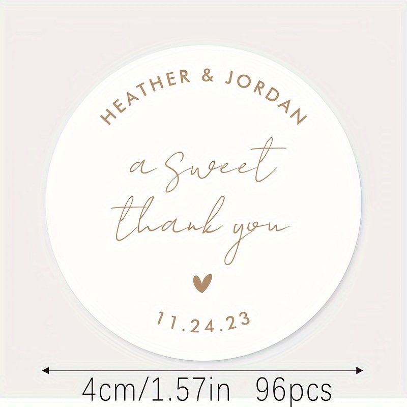 TEMU Custom Waterproof Wedding Stickers - Round Circle Thank You Labels For Bridal Shower Favors & Gifts, Personalized, Party Favors