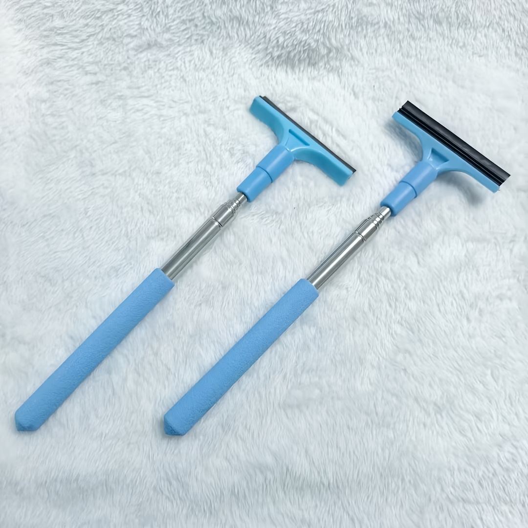TEMU Set Of 2pcs Collapsible Sponges: Fast Cleaning, Sturdy Bristles, Ergonomic Grip, Handy Manual Squeegee, Rearview Mirror Cleaner - For Cleaning