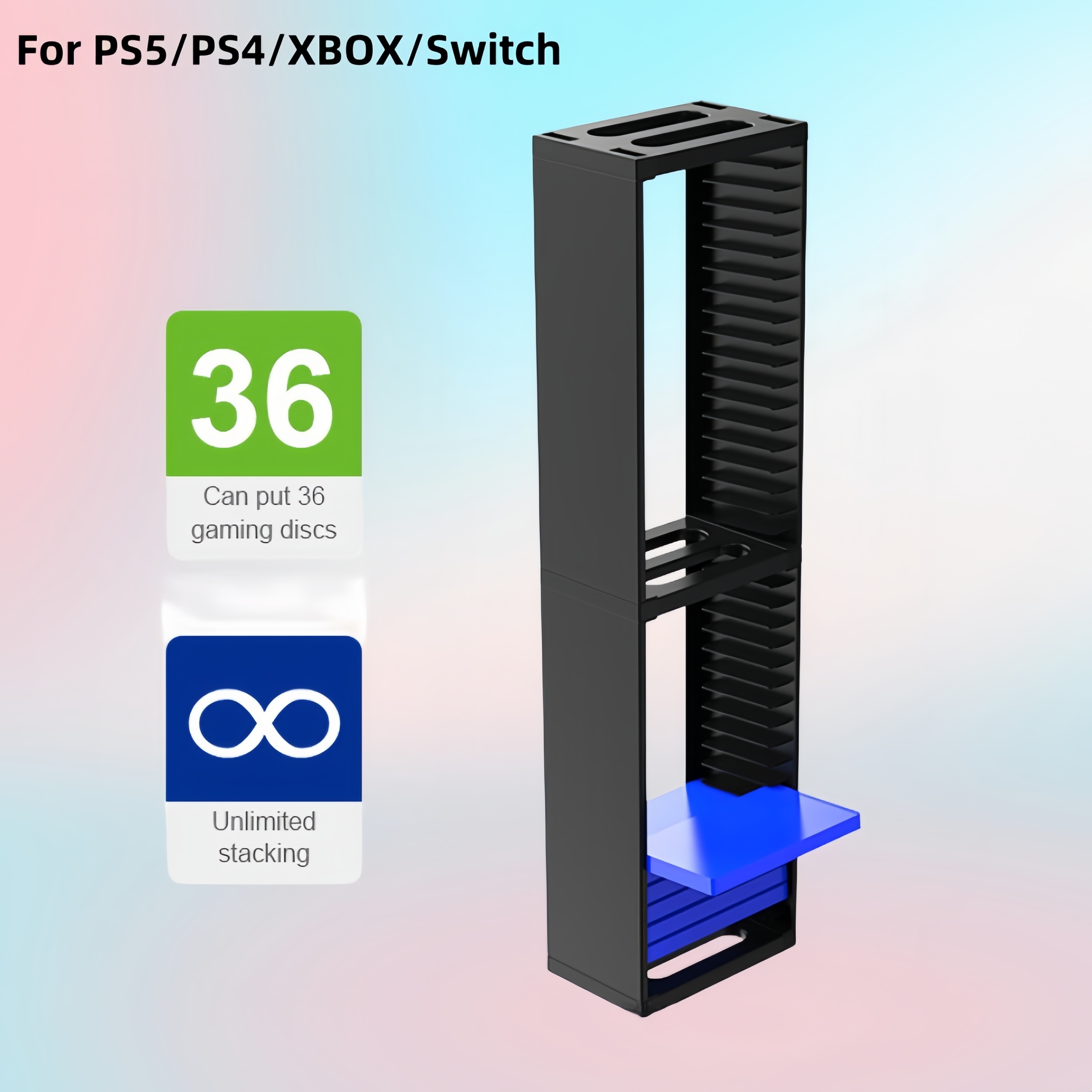  Skywin Soporte para juegos PS5 y organizador de almacenamiento  de videojuegos (blanco) - Torre de disco de almacenamiento de 36 CD para  almacenamiento de DVD PS5 : Videojuegos