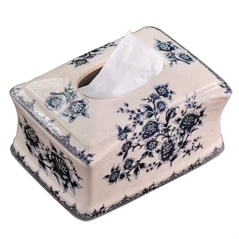 new chinese style blue and white crackled ceramic tissue box for living room coffee table home use housewarming best for christmas Product details 3