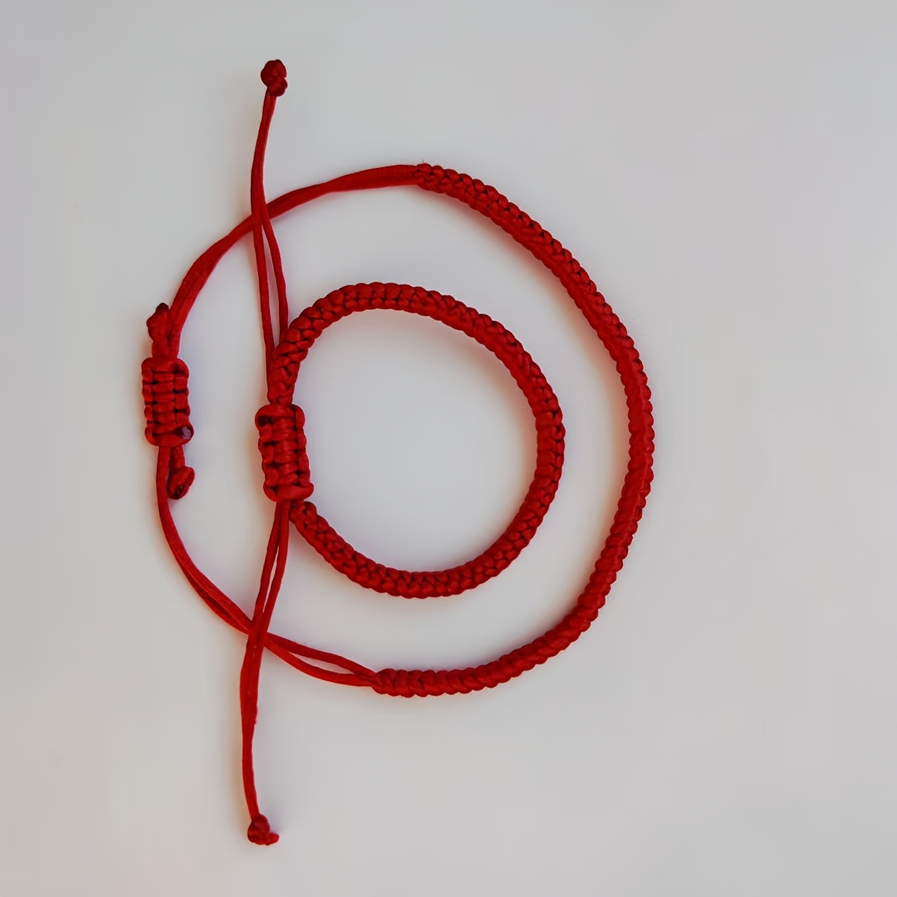 2pcs Red Rope Lucky Knot Bracelets, Handwoven Adjustable