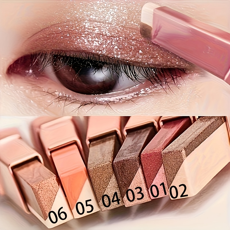 Image of 6pcs Dual-tone Pearlescent Eyeshadow Sticks - Waterproof, Sweatproof & With Long-lasting Colorfastness - Essential Makeup For , Plant Squalane Formula With Plant Squalane