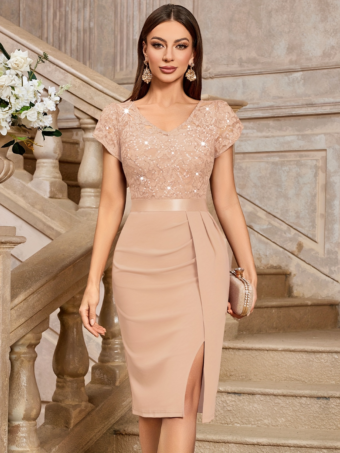 elegant prom dresses 2022 2022 Long Sleeves Prom Dresses New Elegant A-line Floor-length Sequin –  Godlockis main image 0