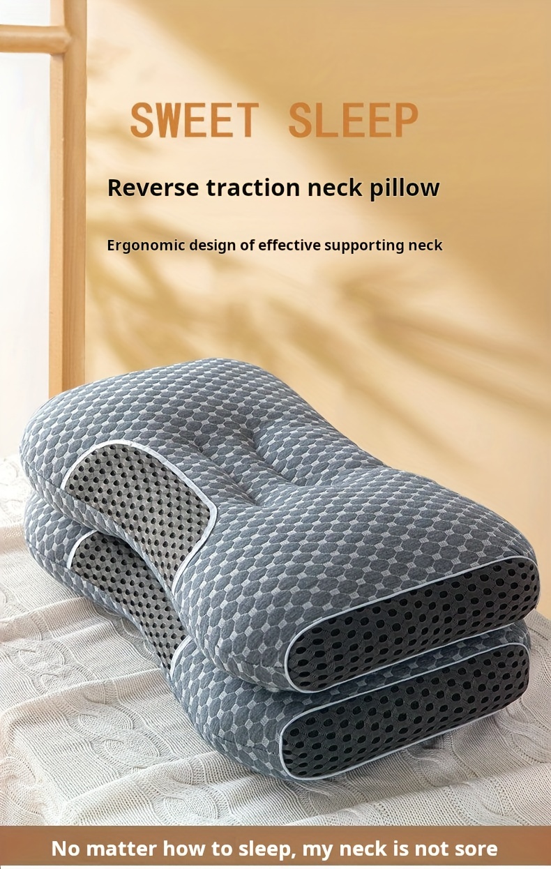 1pc knitted thin pillow with cervical neck protection sleep massage pillow core moisture absorbing breathable household bedding pillow suitable for living room bedroom home decoration details 1