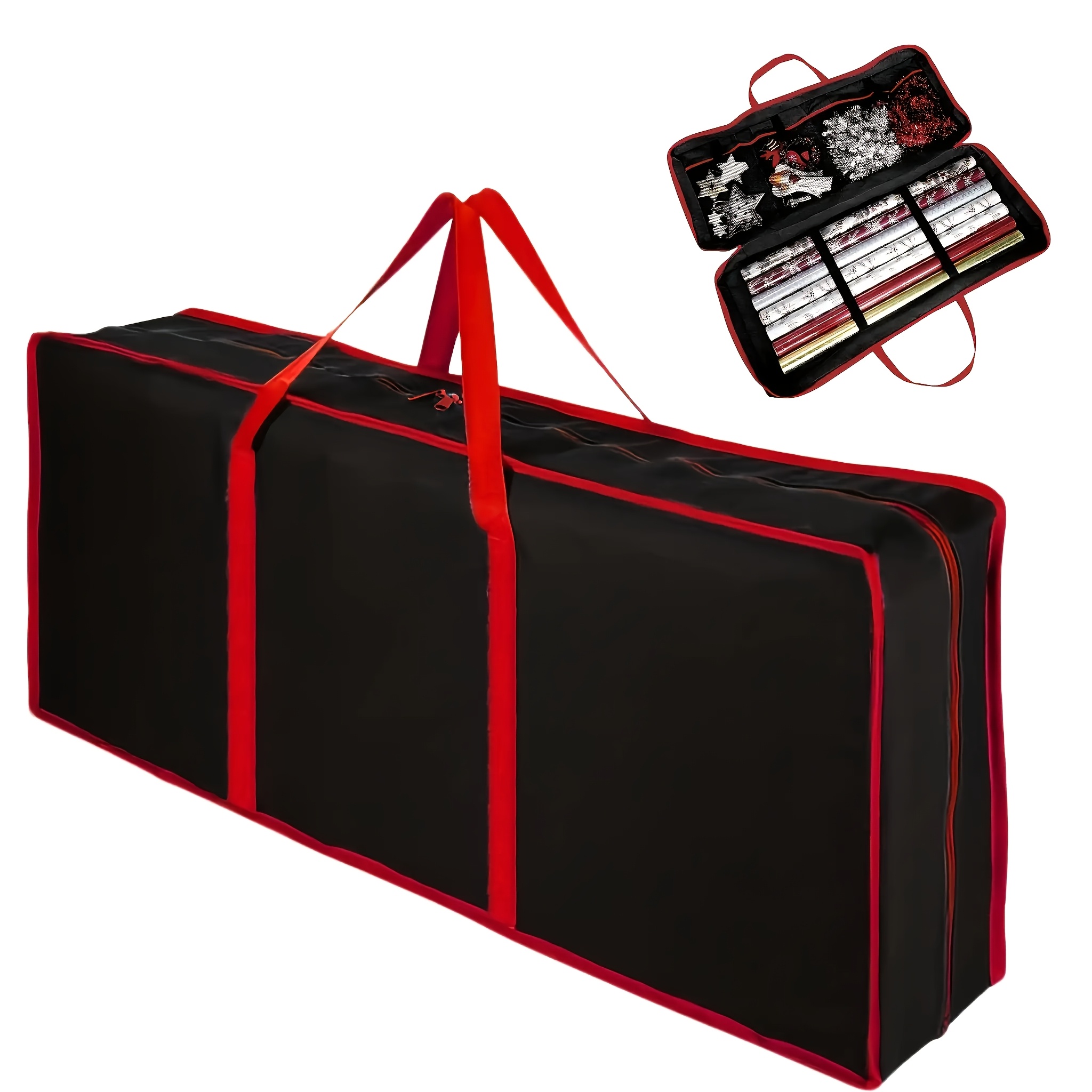 TEMU Organisateur de de Noël, grand sac de rangement pour papier d'emballage avec couvercle, 83X35X14Cm/32.68X13.78X5.51In, fermeture à glissière,