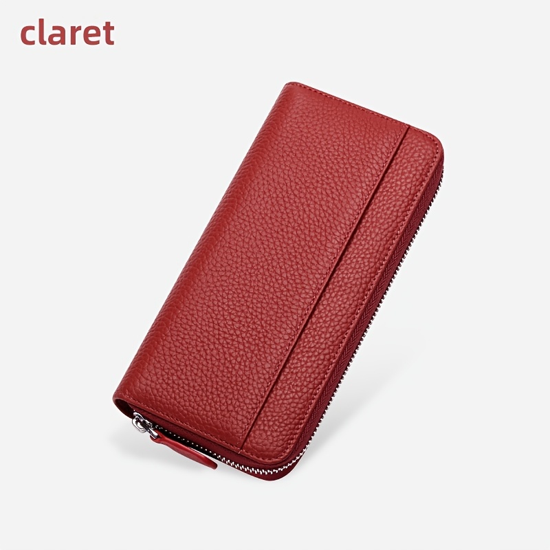 Image of Banyanu Vintage Minimalist Women's Genuine Leather Wallet, Zipper Wallet With 18 Card Slots